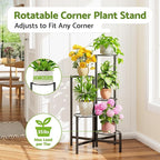 Corner Plant Stand Indoor Outdoor Tall Metal Flower Pot Stands for Multiple Plants 5 Tier Heavy Duty Plant Shelf for Patio Garden Balcony Living Room Bedroom Black Kite