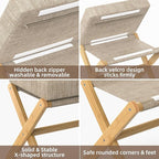 Foldable Foot Stool Ottoman, Modern Foot Rest with Bamboo X Legs & Thick Foam Cushion, Folding Foot Stools Small Padded for Bedroom Living Room, Footstool for Chair Couch (Natural - Brown)