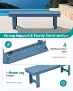 SERWALL 2-Person Outdoor Bench Backless, HDPE Outdoor Benches Weatherproof, 700 Lbs Weight Capacity, Poly Lumber Patio Furniture for Garden, Porch and Park, Navy