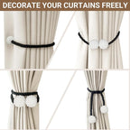 Hion Magnetic Curtain Tiebacks Black 2pcs, Curtain Tiebacks Buckles Holdbacks Holders Hooks Clip for Home Bedroom Office Decorative Curtain