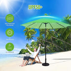 Backyard Expressions 9 ft. Patio Umbrella, Market Table Umbrella w/Tilt and Crank, 8 Ribs