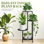 4 Tier Plant Stand Outdoor Indoor, Metal Flower Shelf Display Holder, Multiple Plants Corner Tall Flower Holders for Patio Balcony Porch Garden Living Room (Black)