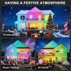 300FT Permanent Outdoor RGB Lights - Waterproof Smart LED Eaves Lights with App/Remote Control, Music Sync & DIY Scenes, Perfect for Christmas, Halloween, Parties & Daily Decor, Ideal for House Roof
