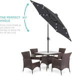 Best Choice Products 7.5ft Outdoor Solar Market Table Patio Umbrella for Deck, Pool w/Tilt, Crank, LED Lights - Gray