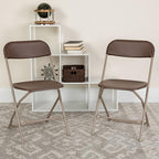 Flash Furniture Hercules Series Plastic Folding Chair Brown - 10 Pack 650LB Weight Capacity Comfortable Event Chair-Lightweight Folding Chair