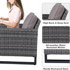 Belord Outdoor Bistro Set 3 Piece Outdoor Wicker Patio Chairs, Oversize Outdoor Rattan Seating Set, All-Weather Chairs Wicker Furniture with Metal Side Table and Water-Resistant Cushion for Outside