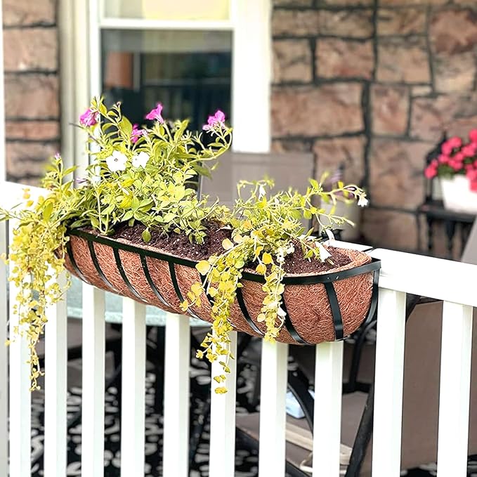 Coco Liners for Planters - 4 Pack 36 Inch Trough Coconut Liners for Planters, Window Box Coco Liners, 100% Natural Coconut Fiber Liners for Wall Hanging Basket, Window Box, Fence Baskets