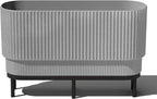 Veradek Demi Series Raised Long Planter for Indoor/Outdoor Use | Made from Plastic & Stone w/Wooden Stand | Modern Patio Décor for Flowers/Shrubs