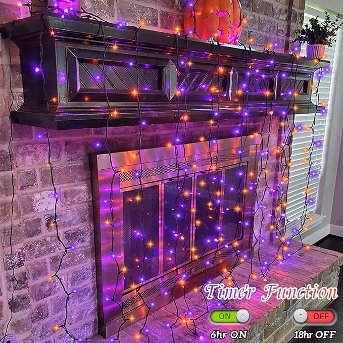 String Lights 200 LED Halloween Orange and Purple 66ft Outdoor