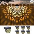 6 Pack Solar Fence Lights Outdoor Wall Lights Black Plastic Solar Powered Deck Step Stair Lights Mandala Theme Waterproof Fence Solar Light for Garden Post Patio Backyard Yard Decor