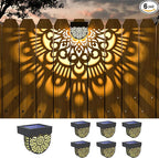 6 Pack Solar Fence Lights Outdoor Wall Lights Black Plastic Solar Powered Deck Step Stair Lights Mandala Theme Waterproof Fence Solar Light for Garden Post Patio Backyard Yard Decor