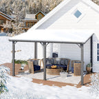 AECOJOY 14' x 10' Outdoor Hardtop Gazebo Pergola for Patio, 10x14 Large Galvanized Steel Heavy Duty Lean to Wall-Mounted Pergolas and Gazebos Clearance, Metal Patio Roof Awnings for Backyard, Decks