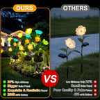 Upgraded Solar Garden Lights, 4 Pack Outdoor Solar Lights, New Round Panel for 40-Hour Runtime, Serve as Outdoor & Indoor Decor, 7-Color Changing Flower Lights, Waterproof for Patio Yard Decoration