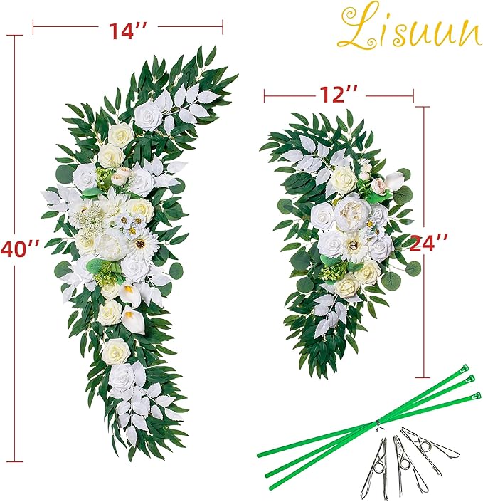 Artificial Flower Swag for Wedding Arch, Ivory Peony and Rose Silk Decor