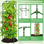 Legigo 6 Pack Square Tomato Cages for Garden- Up to 60 Inch Tomato Plant Support Stakes Cage, Heavy Duty Steel Tomato Trellis Garden Stakes for Raised Garden Bed Climbing Vegetables Cucumbers Flowers