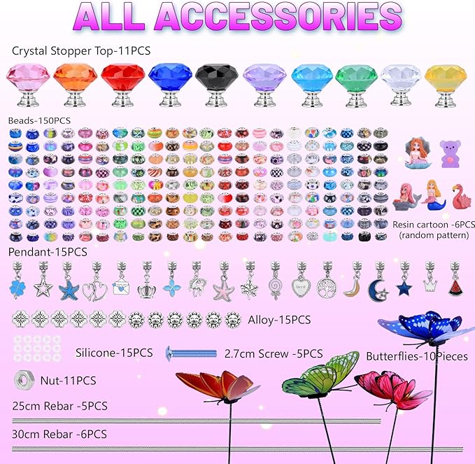 Decorative Garden Stakes DIY Kit, 252 Pieces, Fairy Tale Colors