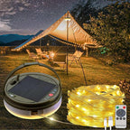 String Lights for Camping, Solar Powered, 150 Warm White LEDs