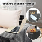 7 Pieces Patio Furniture Set All-Weather Outdoor Wicker Sectional Conversation Sofa Rattan Patio Seating Sofa with Cushion and Glass Table and Ottoman for Porch,Beige