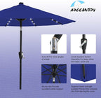 ABCCANOPY Durable Solar Led Patio Umbrellas with 32LED Lights 9FT (Royal Blue)