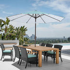 JEAREY 9FT Outdoor Patio Umbrella Outdoor Table Umbrella with Push Button Tilt and Crank, Market Umbrella 8 Sturdy Ribs UV Protection Waterproof for Garden, Deck, Backyard, Pool (Blue Green Stripe)