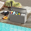 Deck Box 72 Gallon Greige Resin Outdoor Storage with Lock