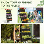 2 Pack 5-Tier Vertical Garden Planter 4.5 ft Tall Raised Garden Bed with Lockable Wheels & Drainage, Removable Elevated Herb Vegetable Flower Planter for Patio Deck Indoor Outdoor(Black)