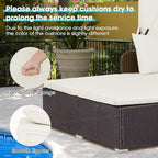 ORALNER Outdoor Daybed, 2-Person Wicker Patio Sofa with Retractable Canopy, Cushions & Pillows, 2 Side Trays, PE Rattan Double Sunbed Lounger for Deck Poolside Backyard Garden Balcony (Off-White)