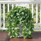 Faux Outdoor Plants Fake Hanging Plants for Outdoors Outside Decorations, 2 Pcs Green Fake Ivy Vines Realistic UV Resistant Artificial Greenery for Planters Porch Garden Yard Front Door Patio Indoor