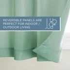 TOWN & COUNTRY BASICS Cabana Solid Heavyweight Indoor Outdoor Curtains, Light Filtering Opacity with Grommet Top, Water Repellent, 2-Pack Set, 54"x108", Seafoam