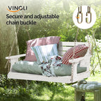 VINGLI Heavy Duty 1600 LBS HDPE Porch Swing Outdoor with Rotatable Cup Holder, 4 FT Patio Bench Swing with Adjustable Chains, 2 Person Hanging Porch Swing Chair for Porch, Yard, Tree, Garden - White