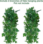Faux Outdoor Plants Fake Hanging Plants for Outdoors Outside Decorations, 2 Pcs Green Fake Ivy Vines Realistic UV Resistant Artificial Greenery for Planters Porch Garden Yard Front Door Patio Indoor