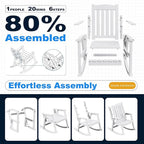 Devoko PP Material Rocking Chair Outdoor Indoor All Weather High Back Patio Rocker for Adult Heavy Duty Rocking Chair for Patio Backyard Porch Garden (Heavy Duty, White)