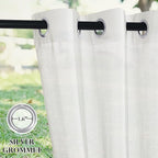 RYB HOME Outdoor Sheer Linen Curtains for Patio Privacy, Waterproof Light Filtering Drapes for Gazebo Porch Pergola, 2 Pieces with Curtain Ropes, 52 inch Width x 108 inches Long