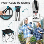 FUNDANGO Oversized Camping Stool for Adults, Thick Padded 18.1 Inch Folding Ottoman Foot Rest, 440 Lbs Heavy Duty Outdoor Camp Chairs with Anti-Slip Foots & Carry Bag for Fishing Lawn Travel (Black)