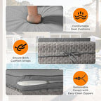 14-Seat Modern Patio Furniture Set with Swivel Rocking Chairs, Thick 4″ Cushions, Dual-Strand Wicker Rattan, Rust-Resistant Steel Frame – Outdoor Conversation & Modular Sectional,Gray