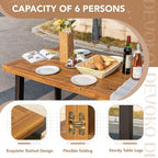 Devoko Home Acacia Wood Dining Table 6-Person Indoor Outdoor Table with Iron Legs, Sandblast Finish, Natural Stained, Rustic Metal, 69 * 33 * 30 inch (Natural)