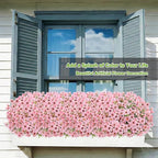 Artificial Flowers for Outdoor Indoor,Silk Flowers No Fade Fake Plastic Flowers Faux Plants for Outdoors Outside Front Porch Hanging Planter Window Box Garden Home Decoration,13 Bundles(Pink)