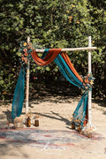 Artificial Flowers Wedding Arch Kit, Teal and Burnt Orange, 4 Piece Set