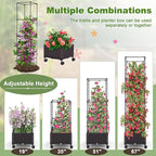 Giantex Raised Garden Bed with Tomato Cages, 67” Adjustable Height, Self Watering Planter Garden Box with Wheels, Trellis for Climbing Plants Vegetable Flower