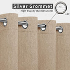 Easy-Going Linen Look Outdoor Curtains Waterproof Windproof Porch Curtains, Soft Thicken Outdoor Privacy Curtains for Patio, Gazebo, Grommet Top and Tab Bottom Drape, 1 Panel, 110x108 inch, Beige