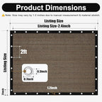 Artpuch 90% Sun Shade Cloth, 3 x 8 FT Pergola Shade Cover Canopy with Grommets, Sun Screen Fabric Tarp for Patio, Outdoor, Garden, Backyard, Mocha