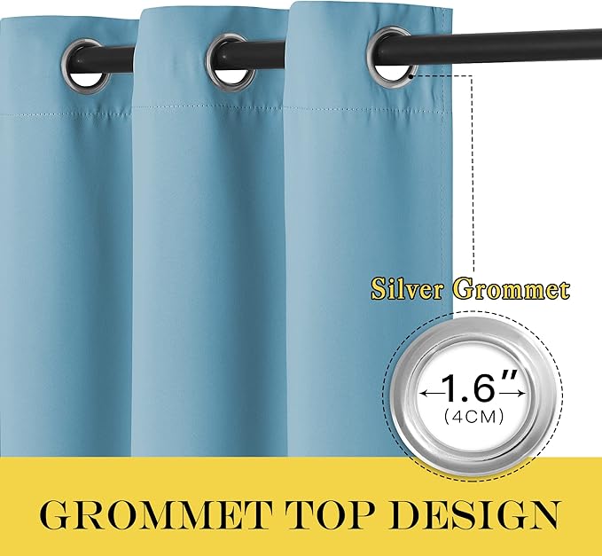 NICETOWN Blackout Sliding Glass Door Curtains, Room Darkening Thermal Insulated Curtains for Living Room Bedroom, Extra Wide Window Drapes, 1 Panel, W80 x L118, Teal Blue