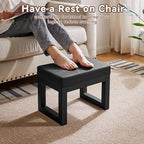 IBUYKE 16 Inch Small Foot Stool Ottoman, Rectangle PU Faux Leather Foot Rest with Padded Seat and Metal Legs, Modern Ottoman Foot Rest for Living Room Bedroom Entryway Couch, Black WBD026B