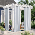 NICETOWN 2 Panels Outdoor Curtains for Patio Waterproof with Grommet & Back Tab on top and Bottom, Windproof Privacy Sound & Light Reducing for Gazebo with Fixed Rope, W46 x L63, Greyish White