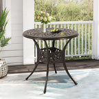 Patio Dining Table,Cast Aluminum Patio Table with Umbrella Hole, Outdoor Bistro Table for Backyard, Garden, Patio