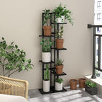 Laiensia Bamboo Plant Stand Rack 6 Tier,Multiple Stand Holder Shelf Rack, Indoor&Outdoor Planter Display Shelves for Patio Garden, Living Room, Corner Balcony and Bedroom,Black