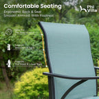 PHI VILLA Outdoor Bar Stools Set of 2, Swivel Patio Bar Stools & Chairs with Armrest, All-Weather High Top Outdoor Bar Chairs for Outside, Porch and Deck