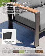 Outdoor Aluminum Patio Furniture Set 11 Seats, Patio Sectional Corner Couch Set with Washable Thick Cushions & Coffee Table, Patio Conversation Sets for Porch, Backyard, Garden, Deck, Gray