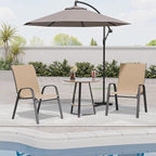 Patio Chairs Set of 2, Outdoor Dining Chairs Stackable for All Weather, Breathable Metal Modern Outside Furniture Chair for Pool Side, Garden, Backyard Deck, Brown