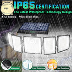 Solar Lights Outdoor Waterproof Motion Sensor - 416 LEDs 3000 Lumens Super Bright 3 Brightness 3 Modes 2400mAh 360° Illumination 32ft Solar Flood Security Light for Outside (‎With Remote Control, 3)